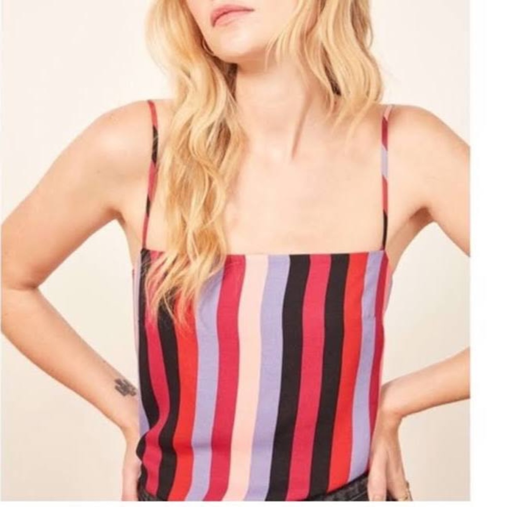 Striped Multi-Color Square-Neck Tank Top
